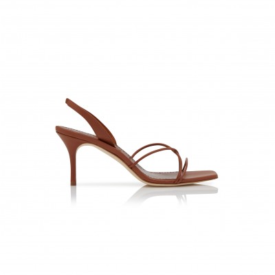 MANOLO BLAHNIK NINFEA BROWN NAPPA LEATHER SLINGBACK SANDALS 224-1684-0004
