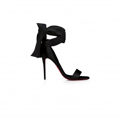 CHRISTIAN LOUBOUTIN SANDALE DU DESERT 100 MM STRAPPY SANDALS CREPE SATIN BLACK WOMEN 3220076W447 CHRISTIAN LOUBOUTIN SANDALE DU DESERT 100 MM STRAPPY SANDALS CREPE SATIN BLACK WOMEN 3220076W447