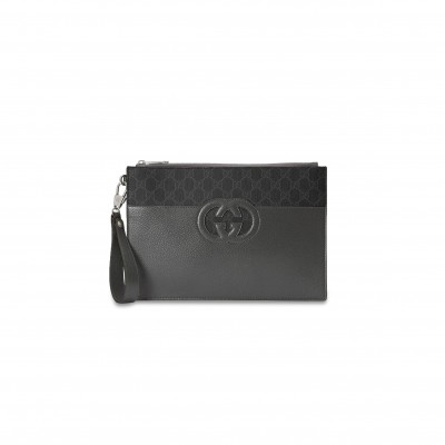 GUCCI CANVAS WITH LEATHER CLUTCH 723320 (30.5*21*1.5cm)