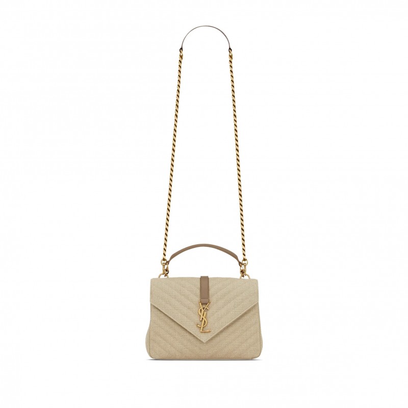 YSL COLLEGE MEDIUM IN QUILTED LINEN 6002792M5179673 (24*17*6.5cm)