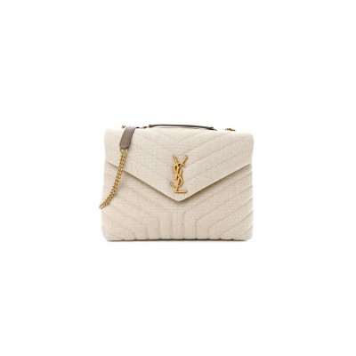 YSL LOULOU MEDIUM CHAIN BAG IN LINEN 4872161571476 (32*22*12cm)
