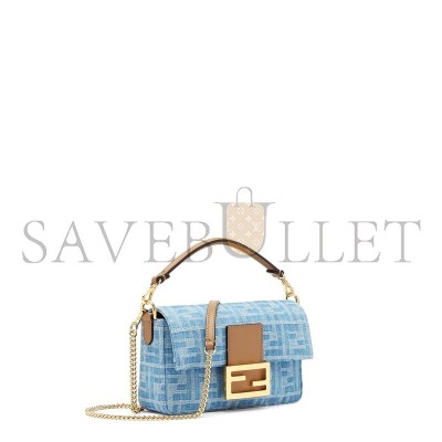 FENDI BAGUETTE MINI BAG LIGHT BLUE FF DENIM HANDBAG 8BS017AS3FF1PLM (19.5*11*5cm) FENDI BAGUETTE MINI BAG LIGHT BLUE FF DENIM HANDBAG 8BS017AS3FF1PLM (19.5*11*5cm)