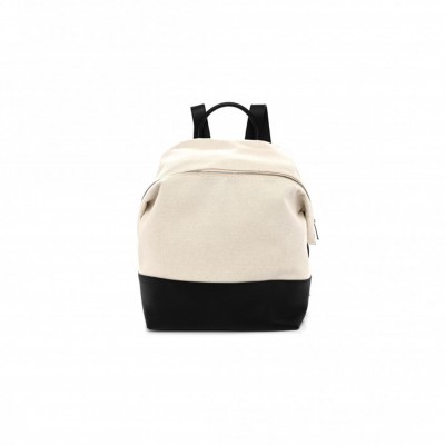 BOTTEGA VENETA CANVAS CALFSKIN BACKPACK NATURAL BLACK  (39*29*17cm)