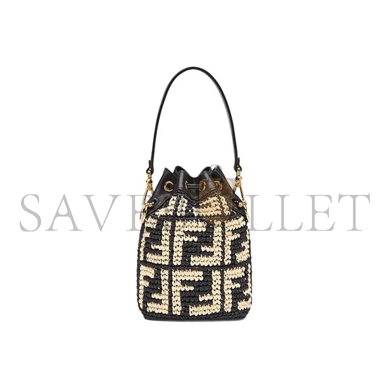 FENDI MINI MON TRESOR LOGO BUCKET BAG ANEMONE 8BS010AD6JF0VQJ (18*12*10cm)