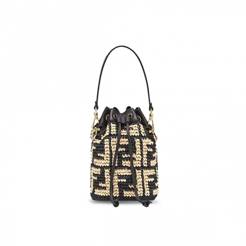 FENDI MINI MON TRESOR LOGO BUCKET BAG ANEMONE 8BS010AD6JF0VQJ (18*12*10cm)