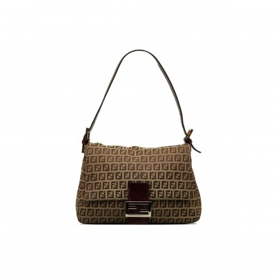 FENDI ZUCHINNO CANVAS AND LEATHER FF ZIP SHOULDER 890TYHTTNIOI66CE (33*19*8cm)