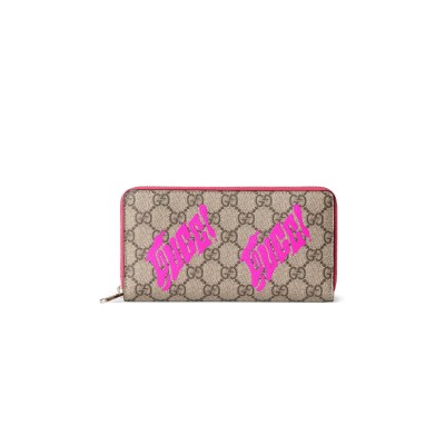 GUCCI BI-COLOR ZIP AROUND WALLET WITH PRINT ‎‎835324 (19*10.5*2.5cm)