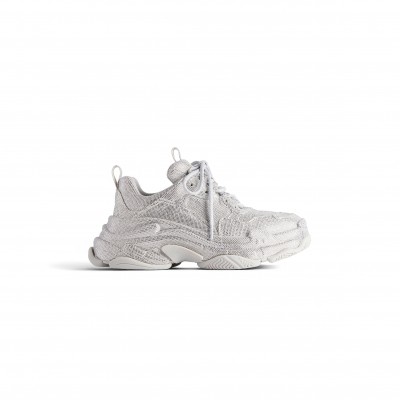 BALENCIAGA WOMEN'S TRIPLE S SNEAKER WITH RHINESTONES IN LIGHT GREY 524039W2TST1100