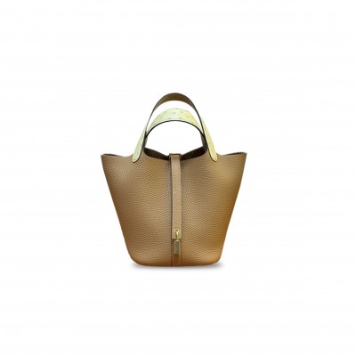 HERMÈS MASTER CHAI CLEMENCE PICOTIN LOCK 18 GOLD HARDWARE (18*18*13cm) HERMÈS MASTER CHAI CLEMENCE PICOTIN LOCK 18 GOLD HARDWARE (18*18*13cm)