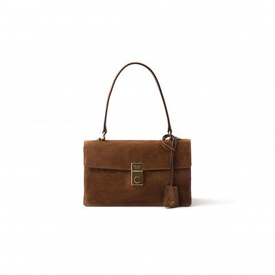 PRADA SOFT SOUND MEDIUM SUEDE SHOULDER BAG 1BN023 (28*16*10cm)