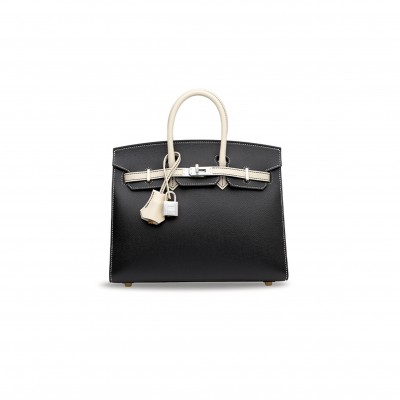 HERMÈS MASTER BLACK NATA EPSOM LEATHER SELLIER BIRKIN 25 WITH BRUSHED GOLD HARDWARE (25*20*13cm) HERMÈS MASTER BLACK NATA EPSOM LEATHER SELLIER BIRKIN 25 WITH BRUSHED GOLD HARDWARE (25*20*13cm)