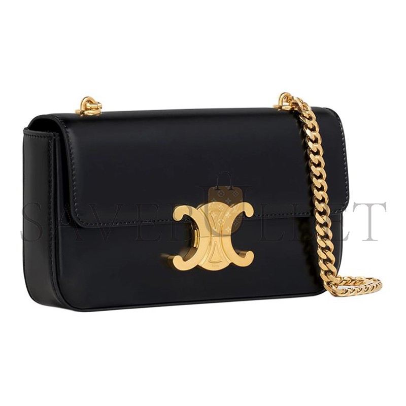 CELINE CHAIN SHOULDER BAG IN TRIOMPHE GLOSSY CALFSKIN 197993BF4.38NO (20*10*4cm)