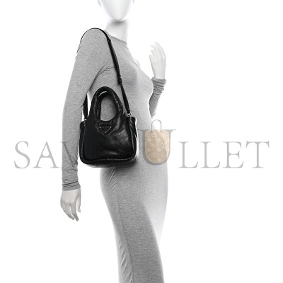 PRADA NAPPA SOFT PADDED SMALL DOUBLE HANDLED SHOULDER BAG BLACK 1BA359 (18*15.5*10cm) PRADA NAPPA SOFT PADDED SMALL DOUBLE HANDLED SHOULDER BAG BLACK 1BA359 (18*15.5*10cm)