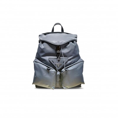 PRADA IRON GRAY RE-NYLON AND LEATHER BACKPACK 2VZ108 (45*38*18cm) PRADA IRON GRAY RE-NYLON AND LEATHER BACKPACK 2VZ108 (45*38*18cm)