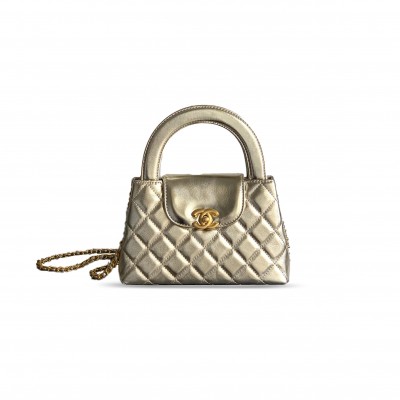 CHANEL MASTER GOLD QUILTED LAMBSKIN MINI KELLY GOLD HARDWARE AS4416 (19*13*7cm)
