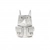 CHANEL METALLIC LAMBSKIN QUILTED DOUBLE POCKET BACKPACK SILVERY AS5310 (24*18*8cm)