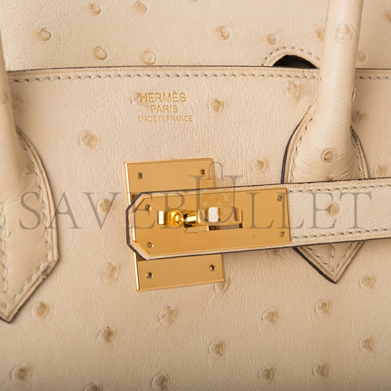 HERMÈS MASTER BIRKIN 30 OSTRICH GOLD HARDWARE (30*23*15cm)