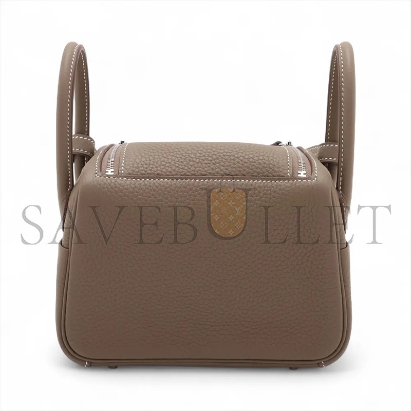 HERMÈS MASTER MINI LINDY IITAURILLON CLEMENCE ETOUPE SILVER METAL FITTINGS (19*13*9.5cm) 