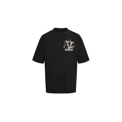LOUIS VUITTON HAND-PAINTED LOGO PRINT SHORT-SLEEVED T  