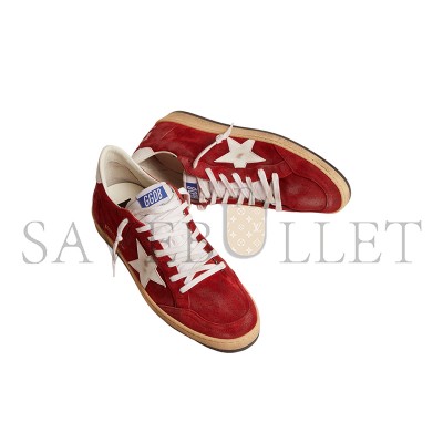 GOLDEN GOOSE MEN'S BALL STAR IN DARK RED SUEDE WITH WHITE STAR AND HEEL TAB GMF00117 GOLDEN GOOSE MEN'S BALL STAR IN DARK RED SUEDE WITH WHITE STAR AND HEEL TAB GMF00117