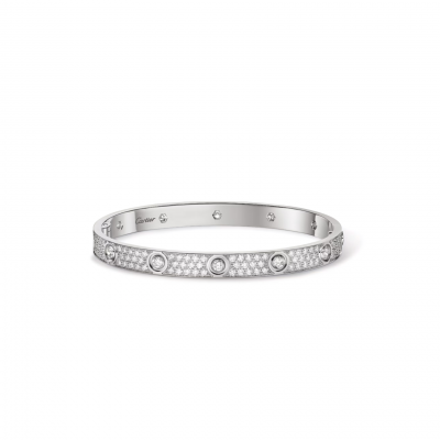 CARTIER LOVE BRACELET, CLASSIC MODEL, PAVED, 10 DIAMONDS N6727417