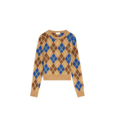 CELINE CREWNECK SWEATER IN ARGYLE WOOL RY0LI0V32.GDU5