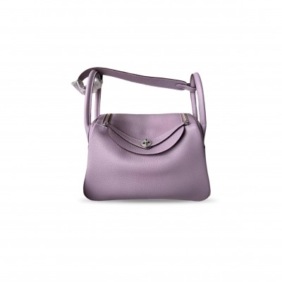 HERMÈS CLEMENCE LEATHER LINDY 30 SILVER BUCKLE HANDLE (30*19*16cm) HERMÈS CLEMENCE LEATHER LINDY 30 SILVER BUCKLE HANDLE (30*19*16cm)