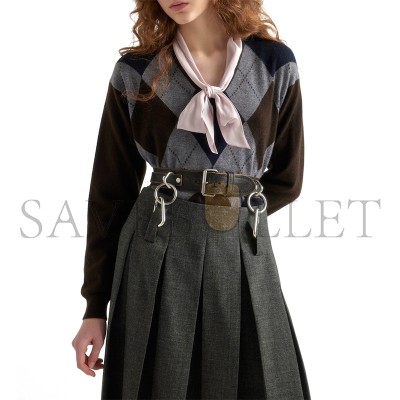 PRADA CASHMERE V-NECK ARGYLE SWEATER 269524 PRADA CASHMERE V-NECK ARGYLE SWEATER 269524