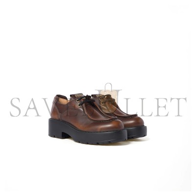 MIU MIU LACED FUMÉ LEATHER SHOES 5E964D