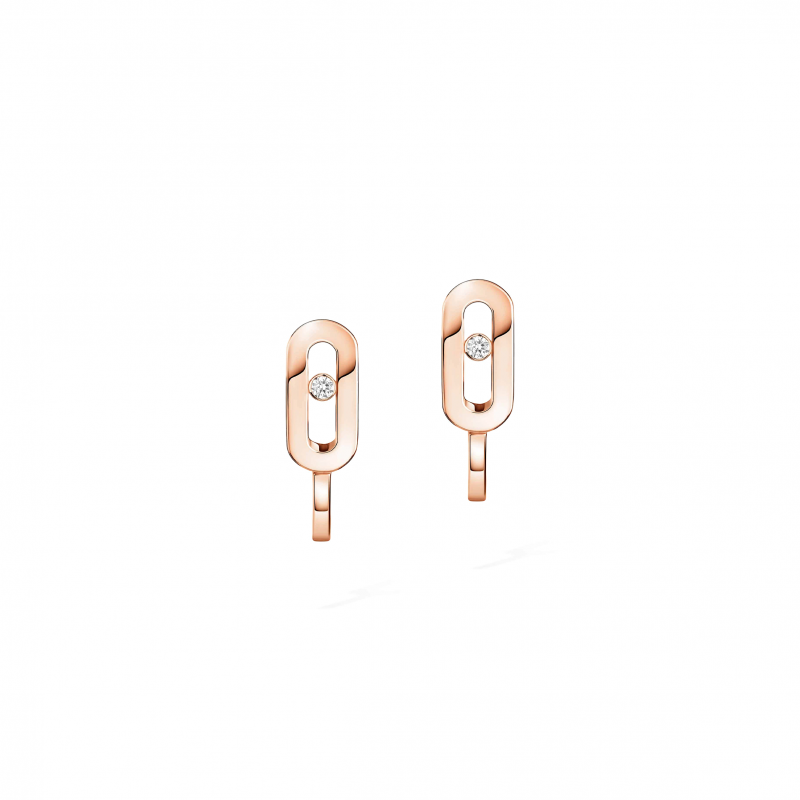 MESSIKA MOVE UNO MINI HOOP EARRINGS PINK GOLD DIAMOND EARRINGS 10050-WG MESSIKA MOVE UNO MINI HOOP EARRINGS PINK GOLD DIAMOND EARRINGS 10050-WG