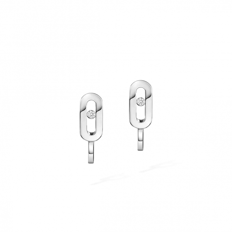 MESSIKA MOVE UNO MINI HOOP EARRINGS WHITE GOLD DIAMOND EARRINGS 10050-WG