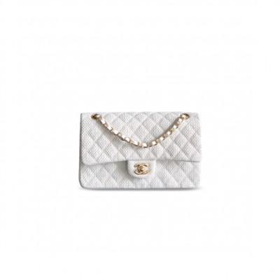 CHANEL 26C QUILTED MEDIUM CLASSIC FLAP WOVEN BAG (25.5*15.5*6.5cm)