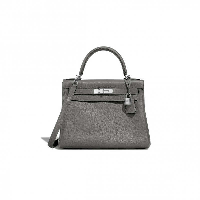 HERMÈS MASTER KELLY 28 TOGO GRIS MEYER PALLADIUM HARDWARE (28*21*10cm)