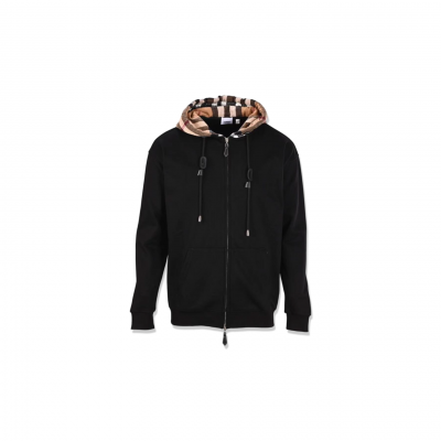 BURBERRY CHECK HOOD COTTON ZIP HOODIE 80558681