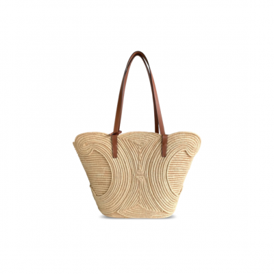 CELINE CLASSIC PANIER BRAIDED TRIOMPHE IN RAFFIA AND CALFSKIN 116982 (47*30.5*15cm) CELINE CLASSIC PANIER BRAIDED TRIOMPHE IN RAFFIA AND CALFSKIN 116982 (47*30.5*15cm)