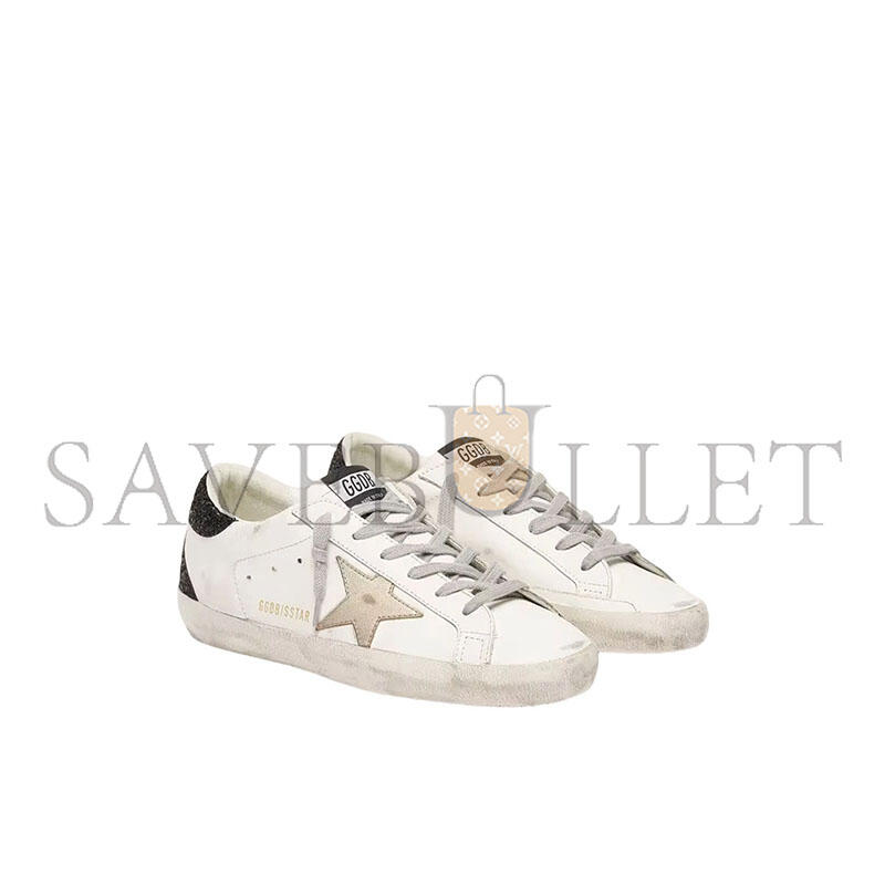 GOLDEN GOOSE WOMEN'S SUPER-STAR WITH GOLD STAR AND BLACK GLITTER HEEL TAB GWF00102 GOLDEN GOOSE WOMEN'S SUPER-STAR WITH GOLD STAR AND BLACK GLITTER HEEL TAB GWF00102
