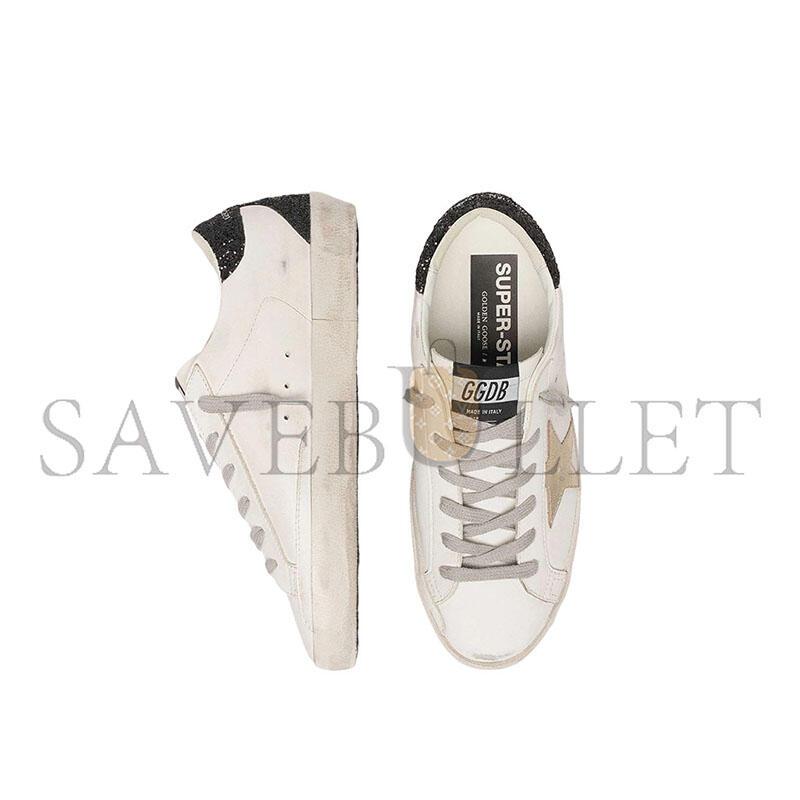 GOLDEN GOOSE WOMEN'S SUPER-STAR WITH GOLD STAR AND BLACK GLITTER HEEL TAB GWF00102 GOLDEN GOOSE WOMEN'S SUPER-STAR WITH GOLD STAR AND BLACK GLITTER HEEL TAB GWF00102