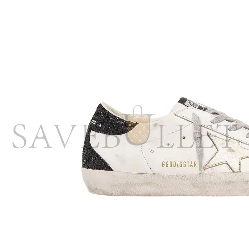GOLDEN GOOSE WOMEN'S SUPER-STAR WITH GOLD STAR AND BLACK GLITTER HEEL TAB GWF00102 GOLDEN GOOSE WOMEN'S SUPER-STAR WITH GOLD STAR AND BLACK GLITTER HEEL TAB GWF00102