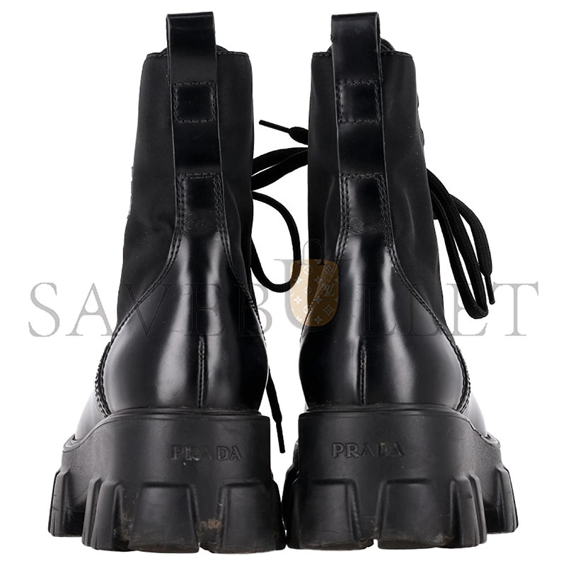 PRADA MONOLITH COMBAT BOOTS IN BLACK LEATHER 