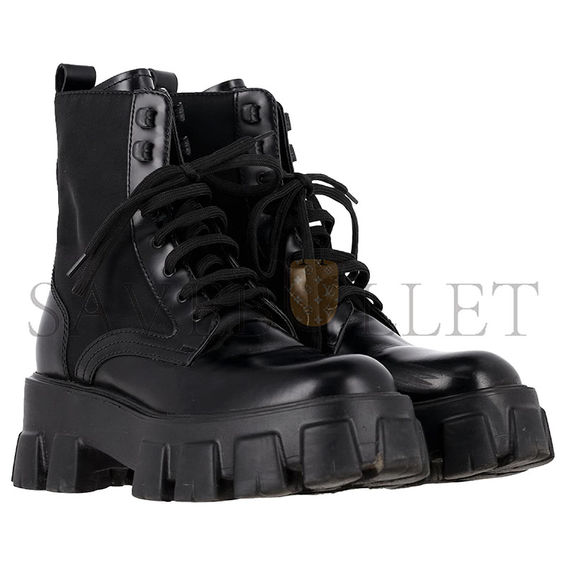 PRADA MONOLITH COMBAT BOOTS IN BLACK LEATHER 