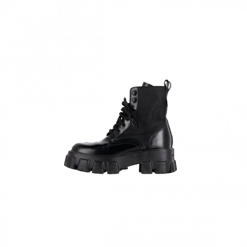 PRADA MONOLITH COMBAT BOOTS IN BLACK LEATHER 