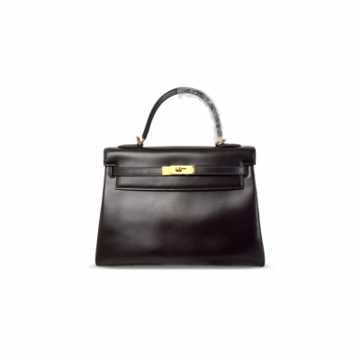 HERMES MASTER KELLY 32 BOX LEATHER CHOCOLATE BROWN GOLD HARDWARE (32*23*10.5cm)