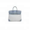 HERMES BIRKIN 25 BLEU GLACIER SWIFT AND TOILE H CANVAS PALLADIUM HARDWARE (25*20*13cm)