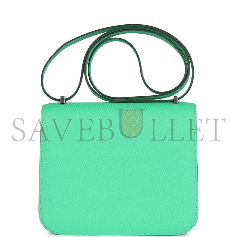 HERMÈS CONSTANCE 18 VERT COMICS EPSOM PALLADIUM HARDWARE (18*15*5cm) 