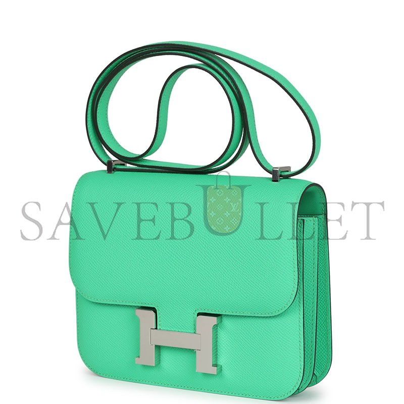 HERMÈS CONSTANCE 18 VERT COMICS EPSOM PALLADIUM HARDWARE (18*15*5cm) 