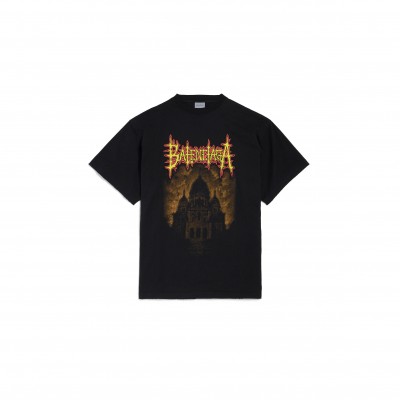 BALENCIAGA MEN'S BALENCIAGA SACRÉ COEUR OVERSIZED T-SHIRT IN BLACK 850345TUVE41000