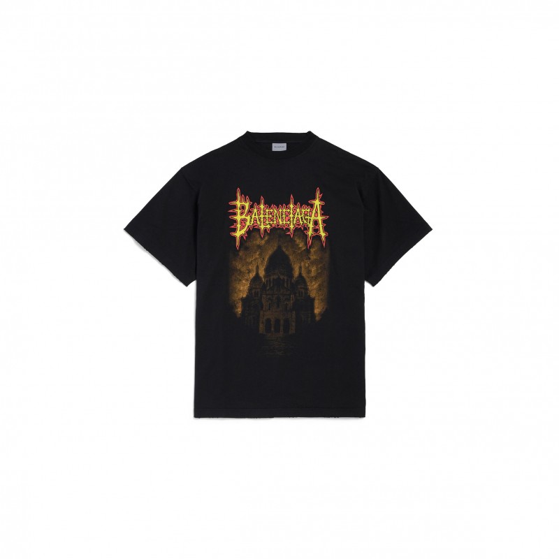 BALENCIAGA MEN'S BALENCIAGA SACRÉ COEUR OVERSIZED T-SHIRT IN BLACK 850345TUVE41000 BALENCIAGA MEN'S BALENCIAGA SACRÉ COEUR OVERSIZED T-SHIRT IN BLACK 850345TUVE41000