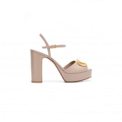 VALENTINO GARAVANIV LOGO 115 LEATHER PLATFORM SANDALS 