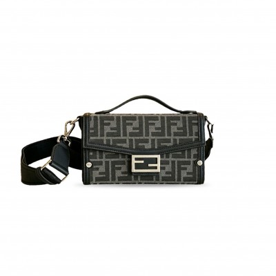 FENDI RECYCLED FABRIC JACQUARD VITELLO KING FF BAGUETTE SOFT (21.5*13*6.5cm) FENDI RECYCLED FABRIC JACQUARD VITELLO KING FF BAGUETTE SOFT (21.5*13*6.5cm)