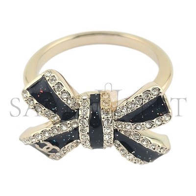 CHANEL CC BOW GOLD BLACK RING ABG411